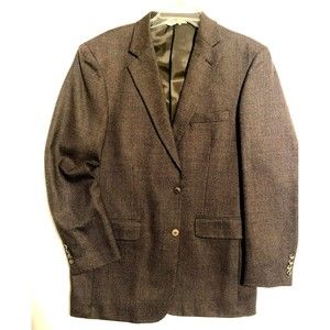 PRONTO UOMO 100% Lambswool Blazer Jacket Mens 40L Brown Black Mini Checks